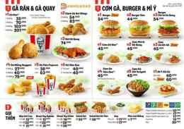giao diện app menu gà rán kfc đà nẵng